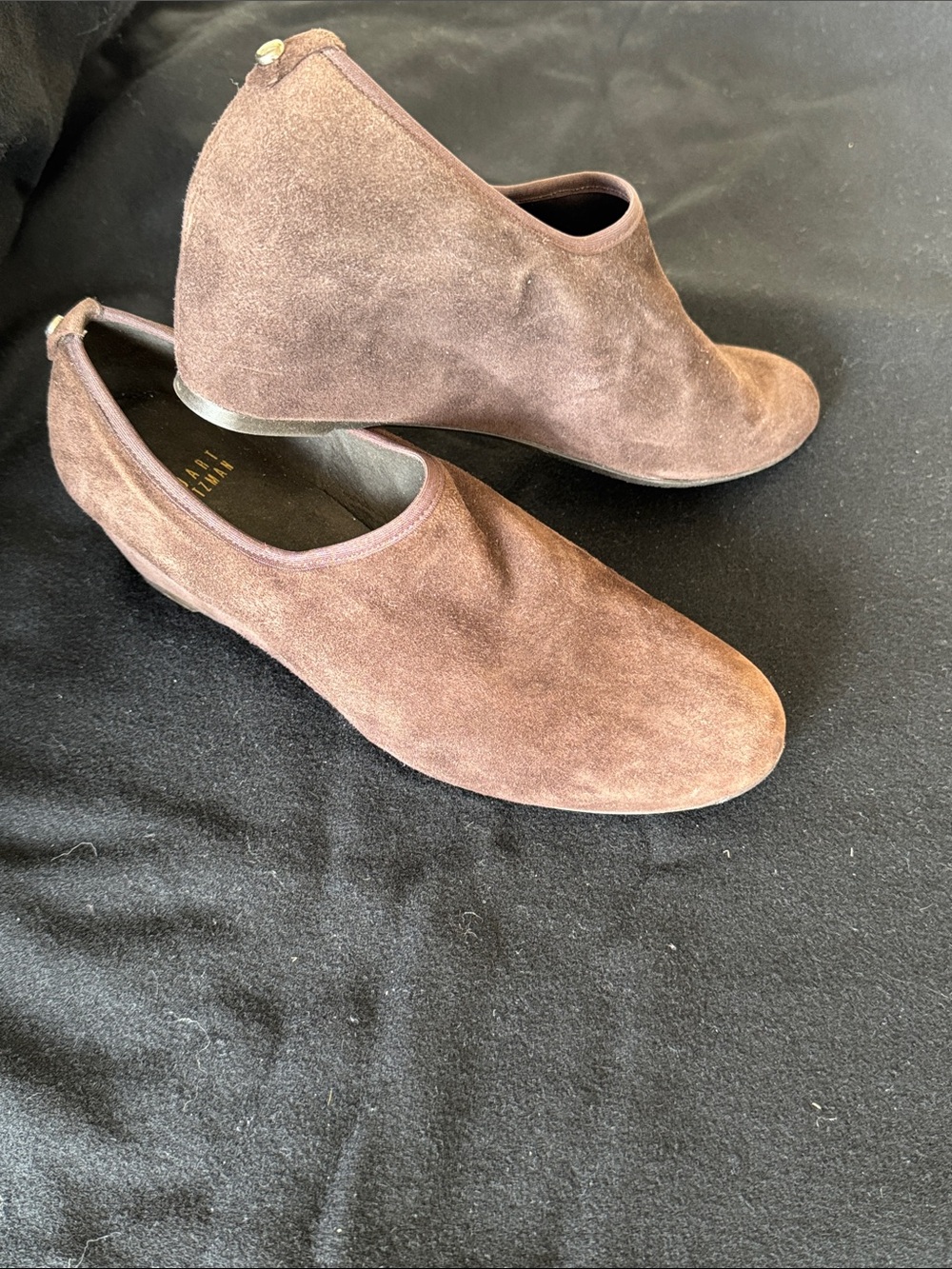 Stuart Weitzman Brown Suede Wedge Slip-Ons - Picture 2 of 7